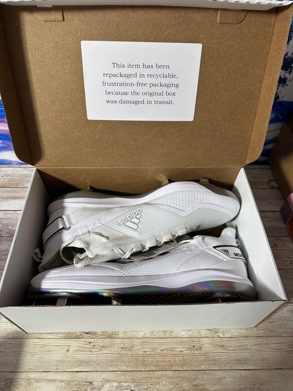 New adidas Men's Icon 7 Boost Baseball Cleats size 14 white black - Picture 8 of 8